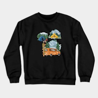 Camping Collage Funny Camping Funny Camp Crewneck Sweatshirt